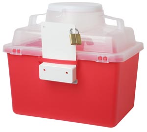 Lock, Sharps Collector One Brass Padlock, Two Metal Keys with Metal Ring, Red, Non- Sterile (1/EA 12/CS) by BD  ID 305494